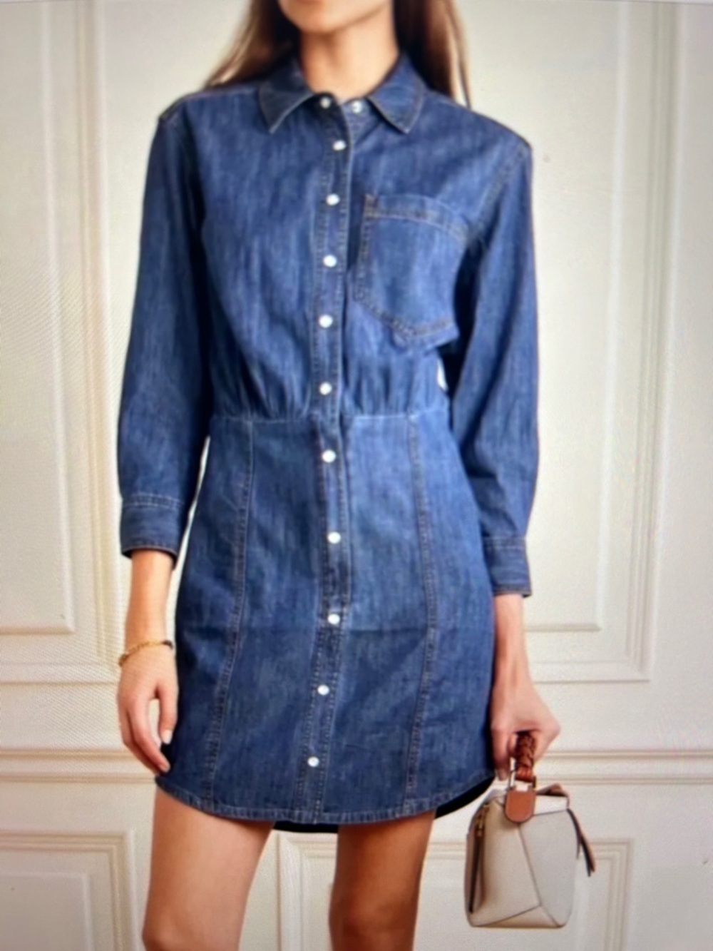 Veronica Beard Keston Denim Button-Front Shirt Dress